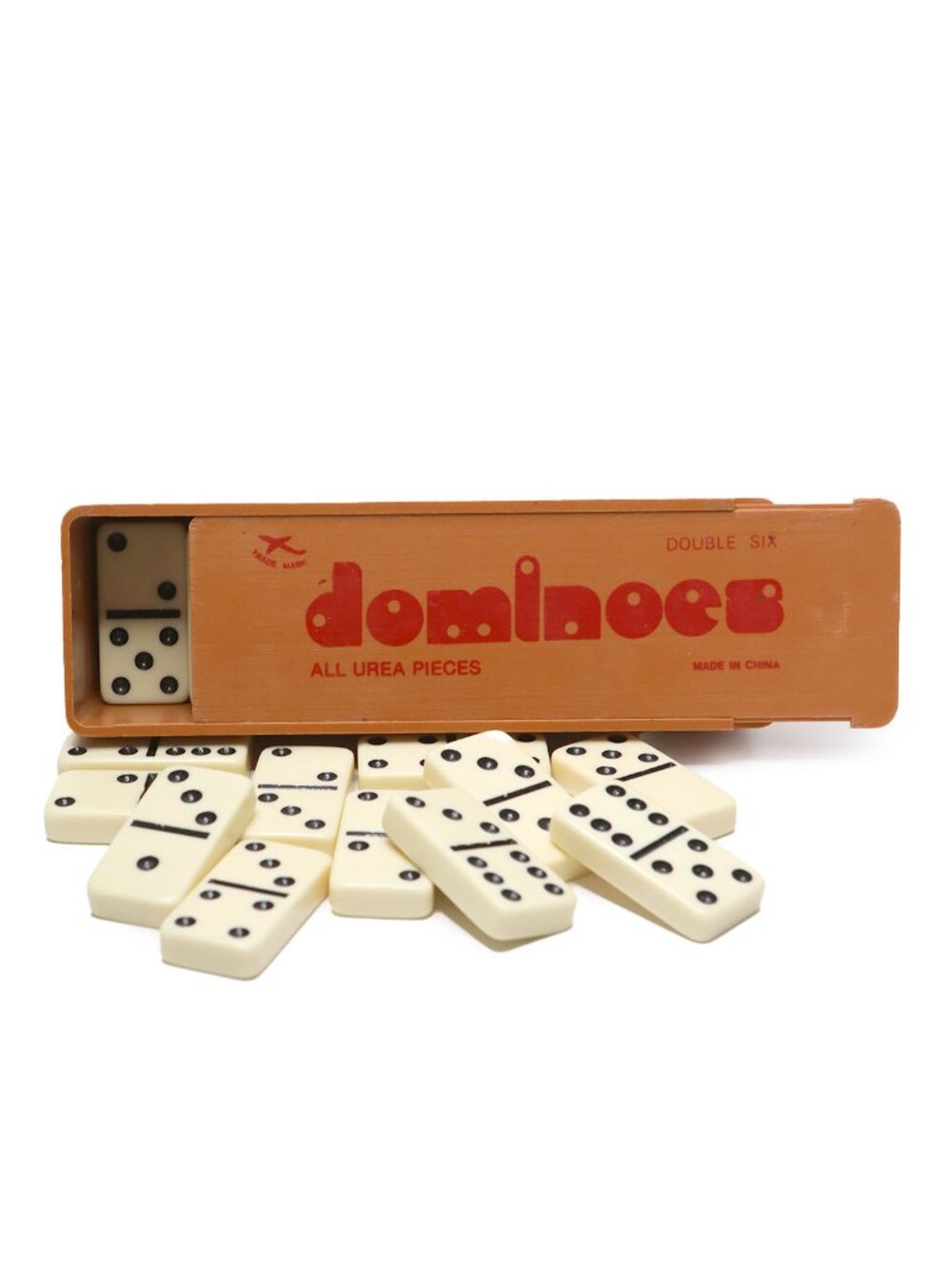 Vintage Double Six Dominoes Set 28 Urea Pieces Slide Top Case Travel Size Game